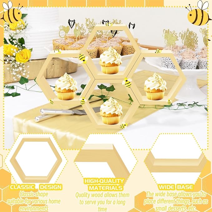 8 Pcs 4.13 Inch Honeycomb Cupcake Stand Cake Farmhouse Hexagon Display Holder - Image 4