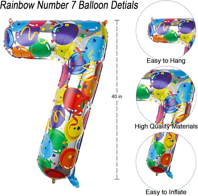 40 Inch Rainbow Balloon Number 17 Balloons, Giant 17th Birthday Supplies | Huge - Image 4