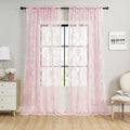 Light Pink Extra Long Lace Curtains 96 Inches Long Rod Pocket Large Floral Lace by SEEKRIGHTHomeDecor