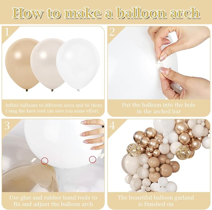 168pcs White Sand Balloon Garland Arch Kit Different Sizes | 18 12 10 5 inch - Image 3