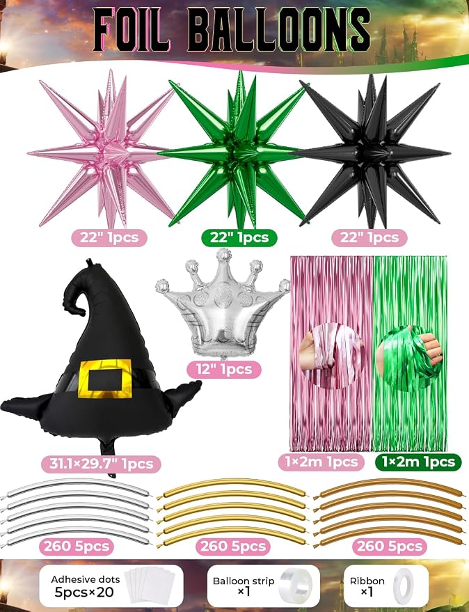 Pink and Green Balloon Garland Arch Kit, Witch Themed Party Decor | 140 Pcs - Image 3