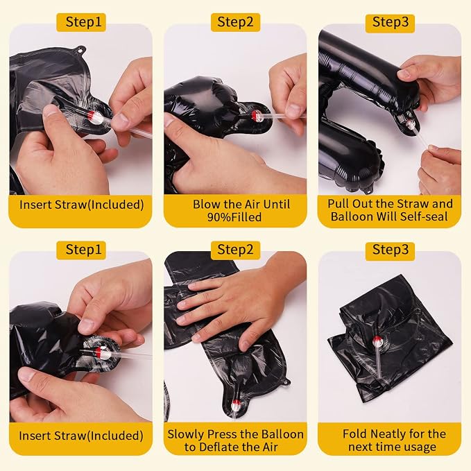 PIGETALE Black Happy Birthday Balloons Banner, 16 Inch Mylar Foil Letters Happy - Image 7