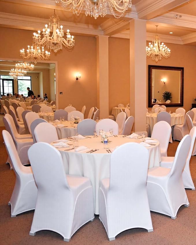 VEVOR 100 Pcs White Chair Covers Polyester Spandex Chair Cover Stretch - Image 9
