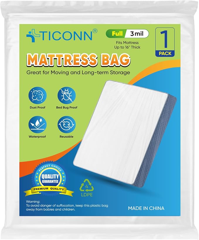 TICONN 1PK Plastic Mattress Bag by TICONN