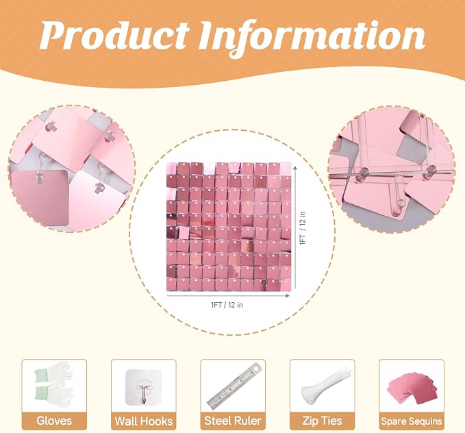 4x6 FT Pink Shimmer Wall Backdrop, Glitter Bling Photo Backdrop - Image 2