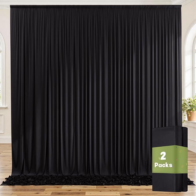 Black Wrinkle Free Black Backdrop Curtains - Image 4