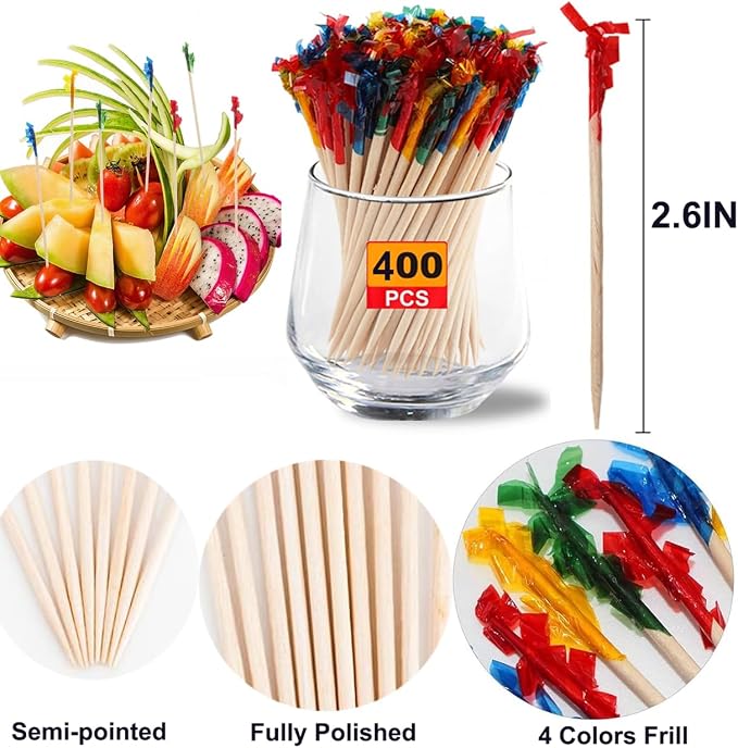 400PCS Fancy Toothpicks for Appetizers, 2.6IN Appetizer Picks for Cocktail - Image 3