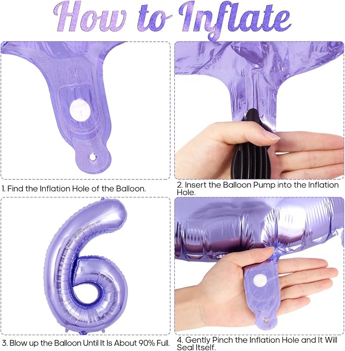Purple Number 6 Balloon 40 Inch, Big Large Foil Helium Number Balloons - Image 7