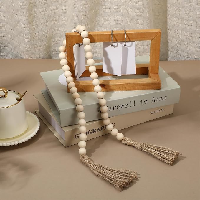 34in Farmhouse Wood Beads Garland - Image 5