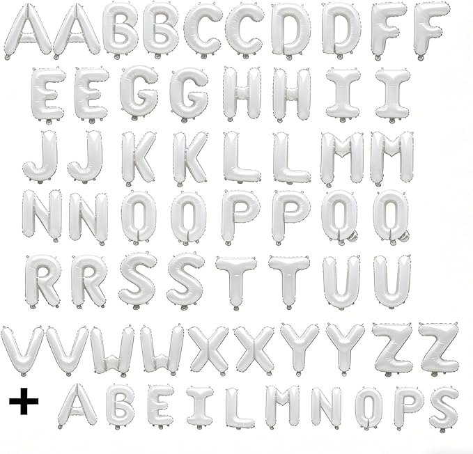 62 Pcs White Letter Balloons, Custom 2 Set A-Z Set - Image 2