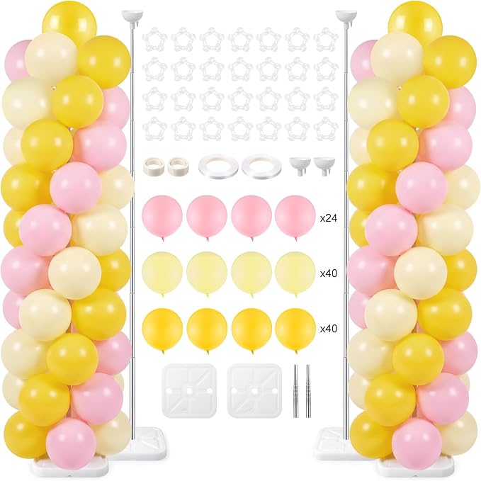 Skylety Lemon Balloon Column Stand Kit, 2 Sets 6.5 Ft Adjustable Balloon Tower by Skylety