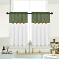 Farmhosue Kitchen Curtains 36 Inch Length, Rustic Cotton Linen Tier Curtains by FRAMICS