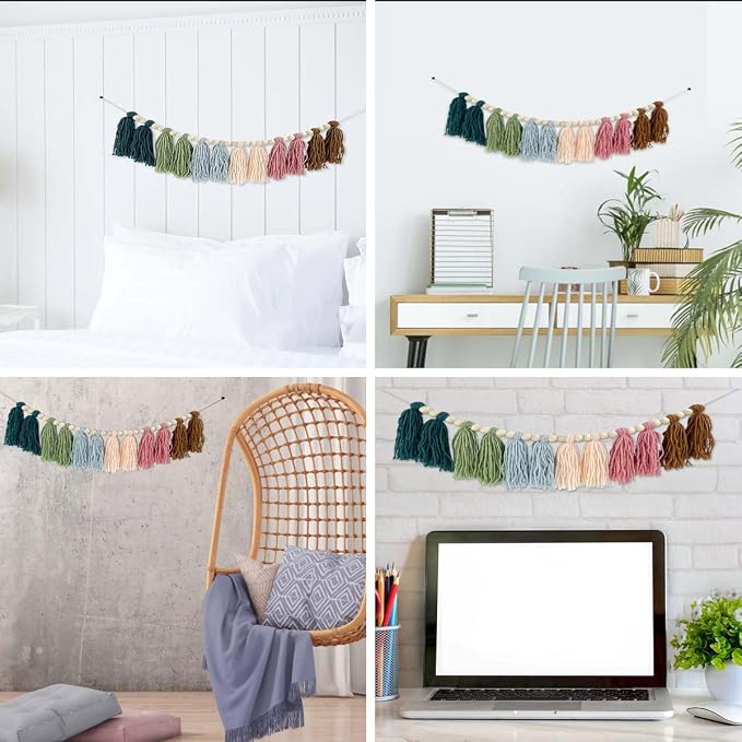 Rainbow Boho Tassel Wall Hanging - Image 2