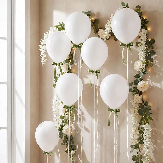 Gejoy 62 Pcs Ceiling Balloons Kit 12'' Pearl White Balloons - Image 2