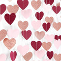Burgundy-Red Rose-Gold Valentines Party-Decorations Heart-Garland - 52ft Pink by Burgleda
