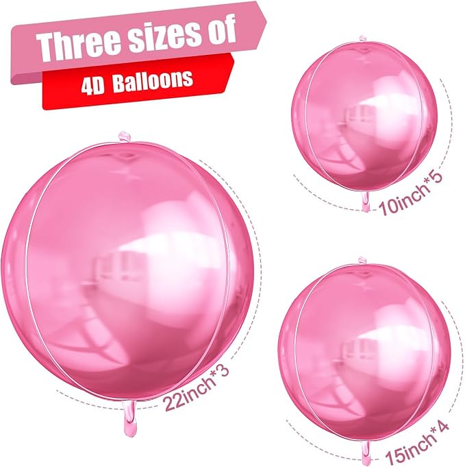 12Pcs Pink Round Foil Balloons, Metallic Pink Foil Balloon - Image 2