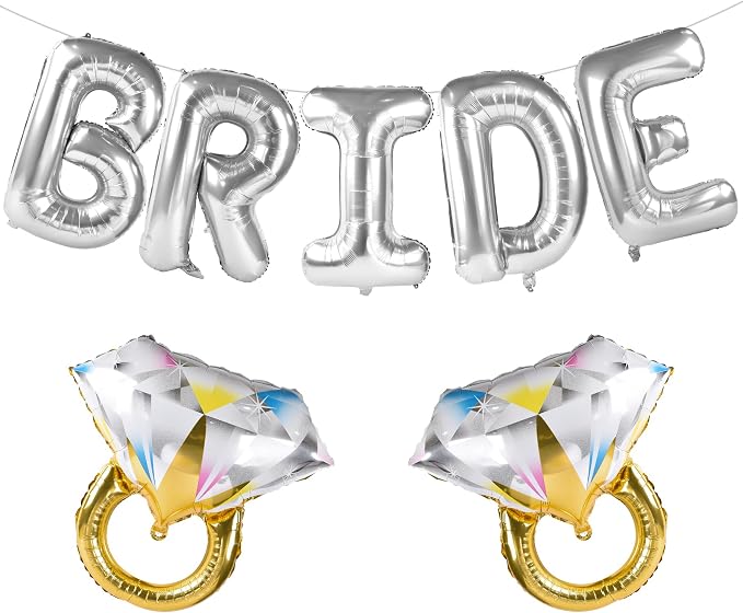 Bride Balloons with 2 Ring Foil Balloons, bachelorette parties and engagements by GifloonOfficial