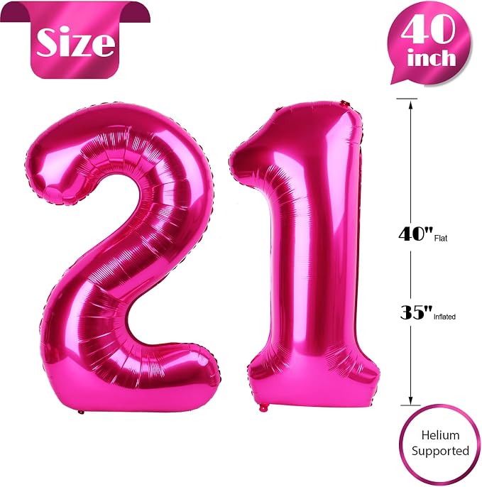 Hot Pink Number 21 Balloon 40 Inch - Image 5