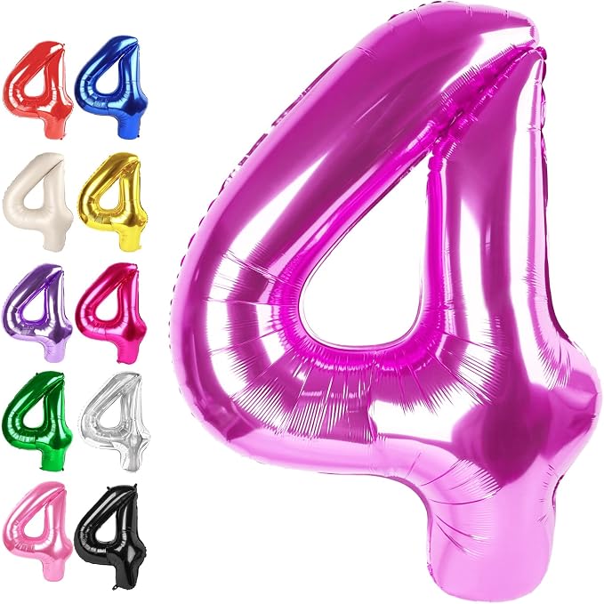 Rosy Purple Number 4 Balloon 40 inch, 4th Birthday Party Balloons Decoration | by Upgesy