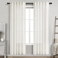 Beige White Linen Curtains 80 Inch Length by Nanspring
