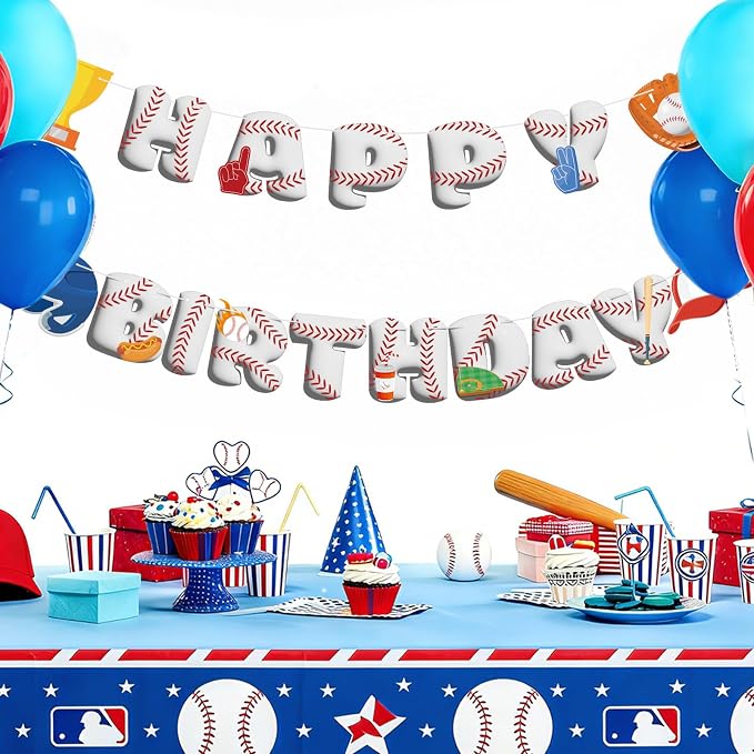 Baseball Birthday Decorations Baseball Happy Birthday Banner Sport Theme - Image 4