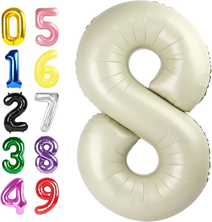 7 Number Balloons Cream 40 Inch Foil Balloon by Argthjy