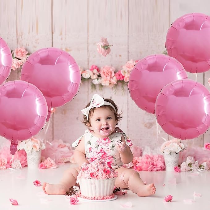 TONIFUL 30Pcs 18 Inch Round Balloons Large Pink Round Shape Foil Ballons Big - Image 5