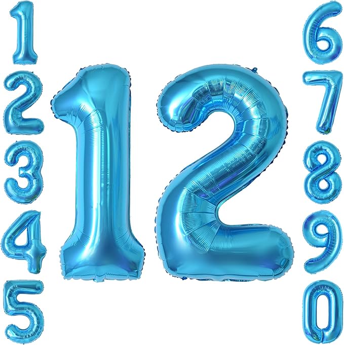 Light Blue Number 12 Balloon 40 Inch, Foil Numeral by Unknown