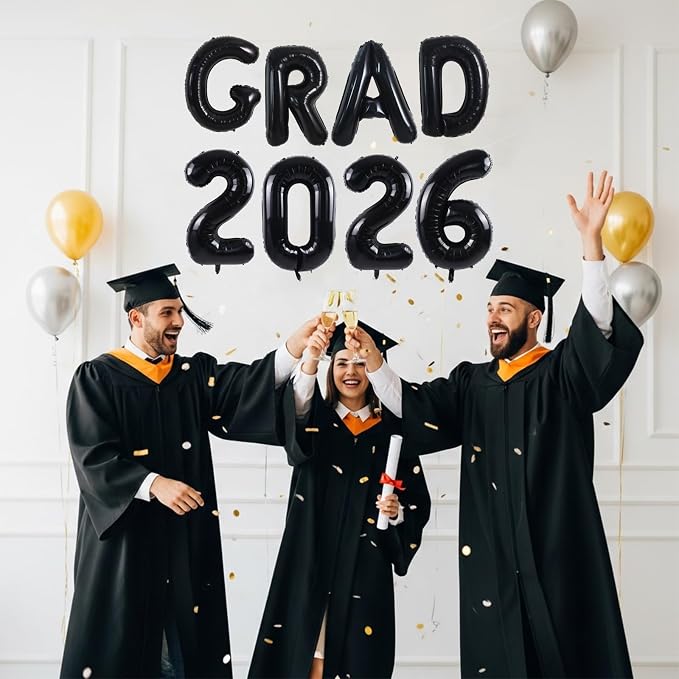 TONIFUL Graduation Balloons 16 Inch Black Grad Balloons 16 Inch Black Large - Image 3