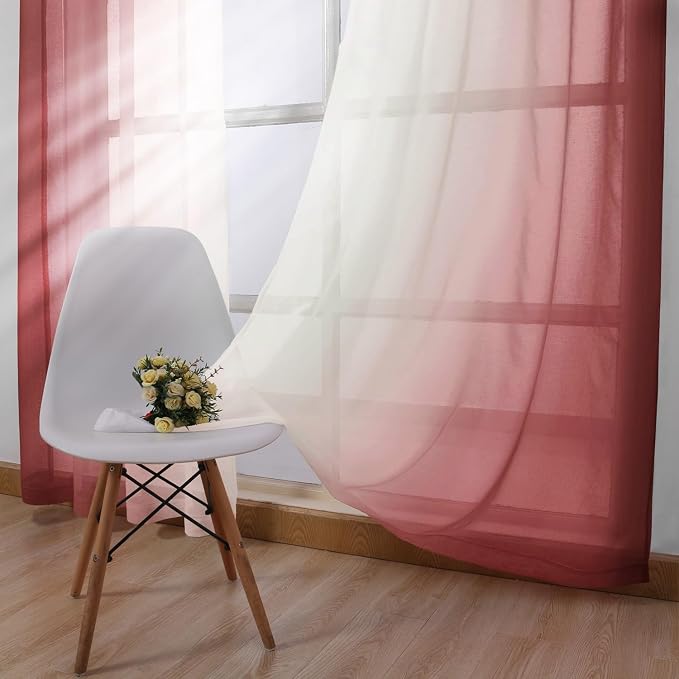 DWCN Faux Linen Ombre Sheer Curtains - Image 3