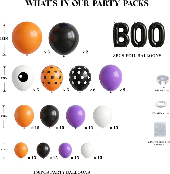 Halloween Balloon Arch Garland Kit, Spooky Party Decorations Background Supplies - Image 2