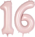Light Pink Number 16 Balloon, 40 Inch Giant Mylar Number Balloons, Large Foil by AIQINHU