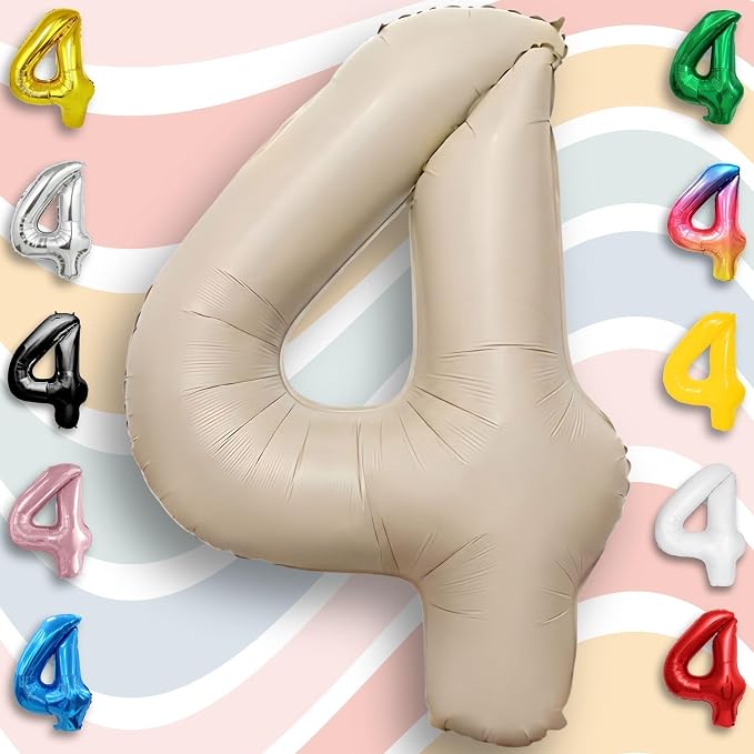 Caramel Number Balloon 4 Mylar Foil Balloons 40 inch - Image 6