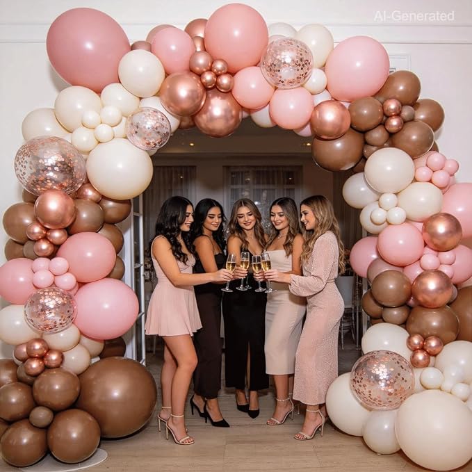 Dusty Pink Balloon Arch Kit, Rose Gold, Sand White - Image 4