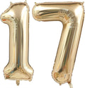 Champagne Gold 17 Balloon Number, 40 Inch Light Gold 17 Balloons Big Foil Mylar by BBPOOL