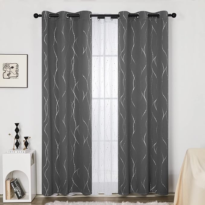 Deconovo Living Room Curtains 84 Inches Long, Thermal Insulated, Room Darkening - Image 2