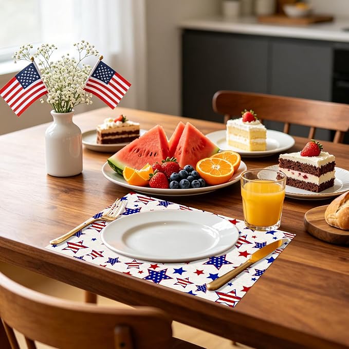 50 Pack Patriotic Disposable Paper Placemats, Star and Stripes Table Mats | - Image 3