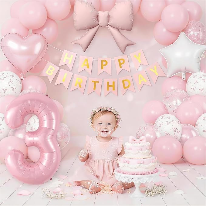 3rd Pink Bow Birthday Decorations - Image 5