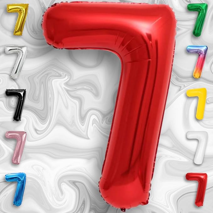Red Number Balloon 7 Mylar Foil Balloons 16 inch - Image 3