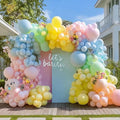 Pastel Balloon Arch Double Stuffed Pink Yellow Blue Green Balloons Different by Captank