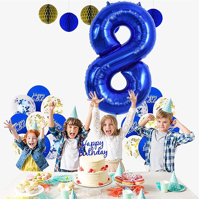 TONIFUL 40 Inch Navy Blue Number 8 Balloons Large Foil 8th Birthday Decor | - Image 4