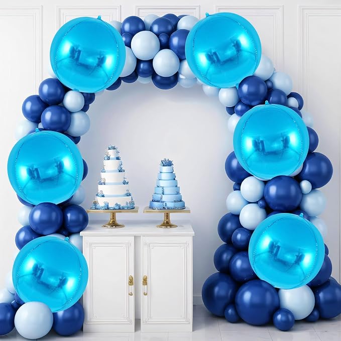 Metallic Blue Balloons, 22 Inch Large Sphere Round Balloons - Image 3