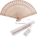 50 Sets Wooden Hand Fan Wood Handheld Folding Fans by SLcrafts