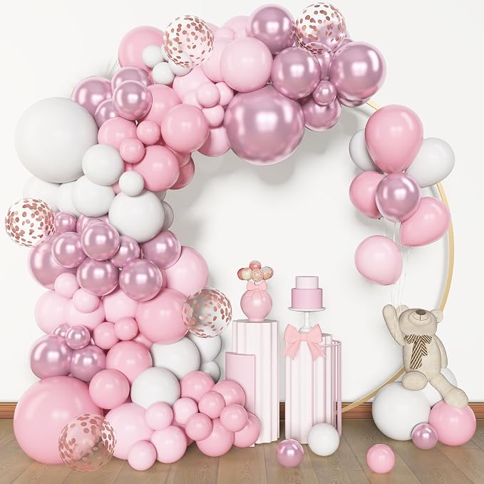 Amandir 153pcs Pink White Balloons Arch Garland Kit Different Sizes | 18 12 10 by Amandir
