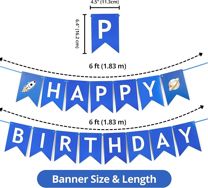 Outer Space Birthday Banner, Pre-Strung Galaxy Party Decorations - Image 5