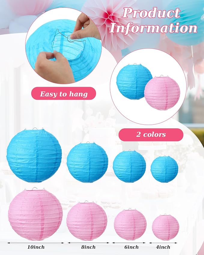 Treela 48 Pcs Paper Lanterns Party Decorations Chinese Lanterns Round Paper - Image 4