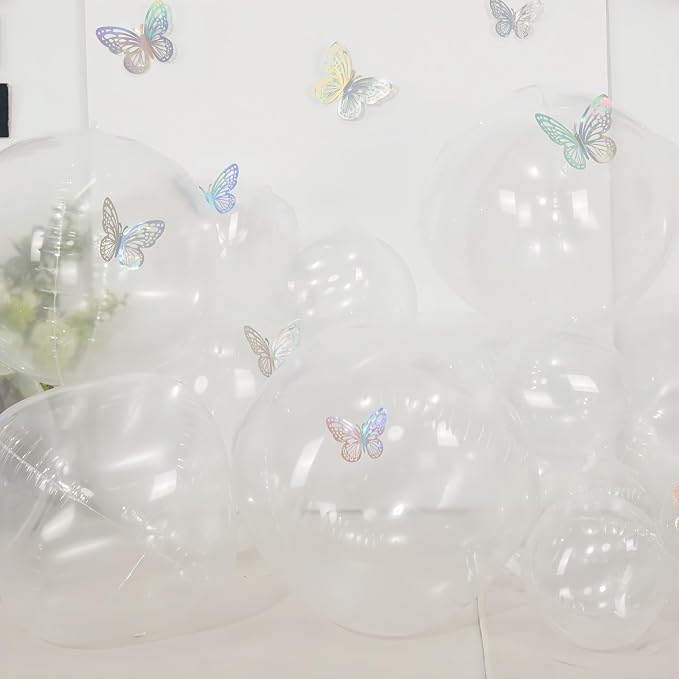 12Pcs Clear Round Foil Balloons - Image 3