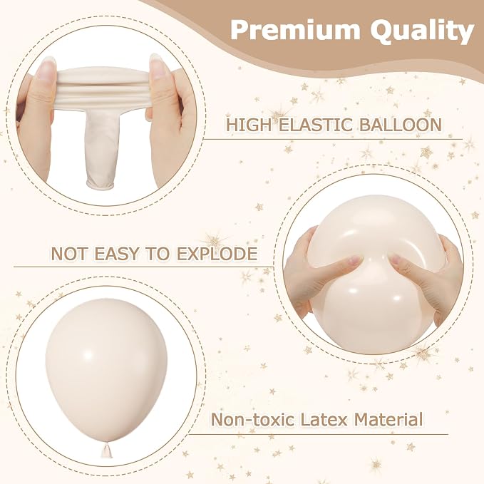 164Pcs White Sand Champagne Gold Balloons Garland Arch Kit | Different Sizes 18 - Image 6