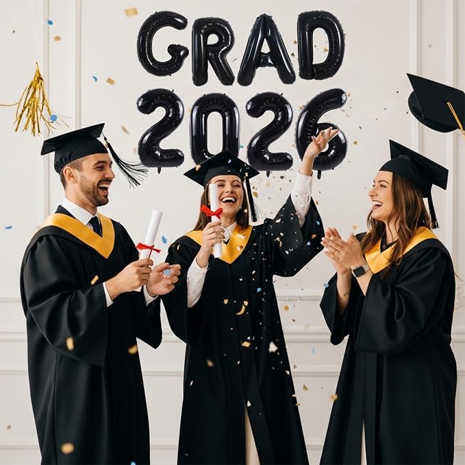 TONIFUL Graduation Balloons 16 Inch Black Grad Balloons 16 Inch Black Large - Image 5