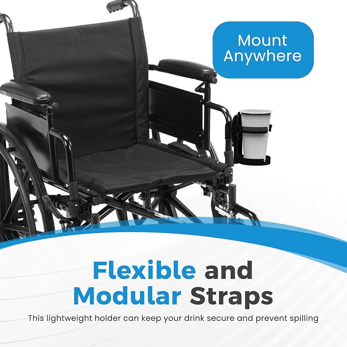 Easy Walker Cup Holder for Rollator Wheelchair Scooter, Adjustable Foldable - Image 5